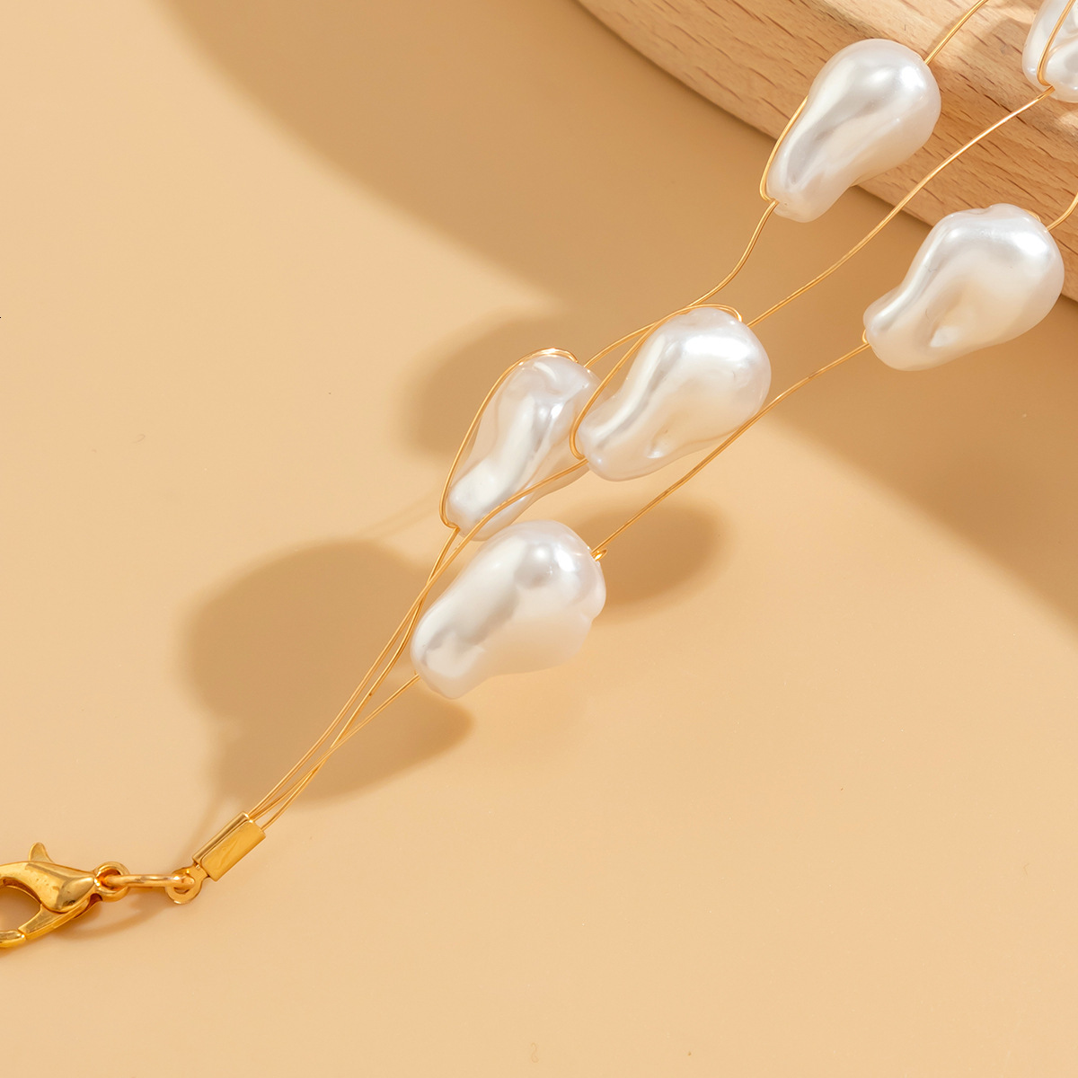 Ins Palace Style Baroque Imitation Pearl Niche Simple Copper Wire Wrapped Necklace for Women