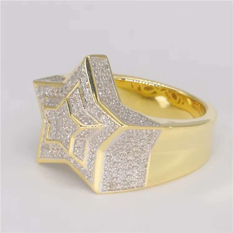 LUCK Hiphop Men Women Fine Jewelry Iced Out 925 Sterling Silver VVS Moissanite Diamond Star Ring With GRA Certificate