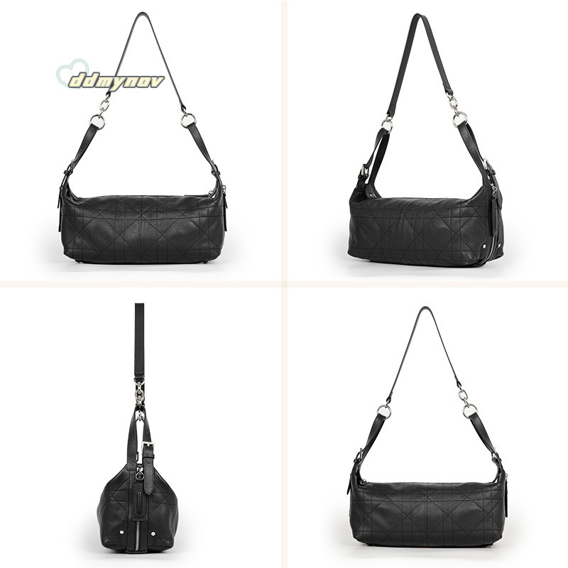 Genuine Leather Women's High-End Shoulder D Brand New Plaid Niche Design Underarm Crossbody Bag for Women ddmynov