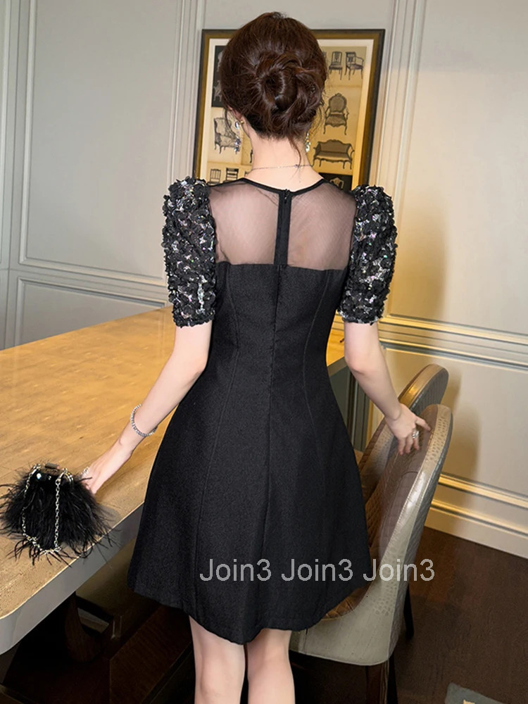 New Summer Fashion Black Retro Square Collar A-Line Short Dress Women Clothes Elegant Puff Sleeve Slim Party Prom Vestido Fiesta