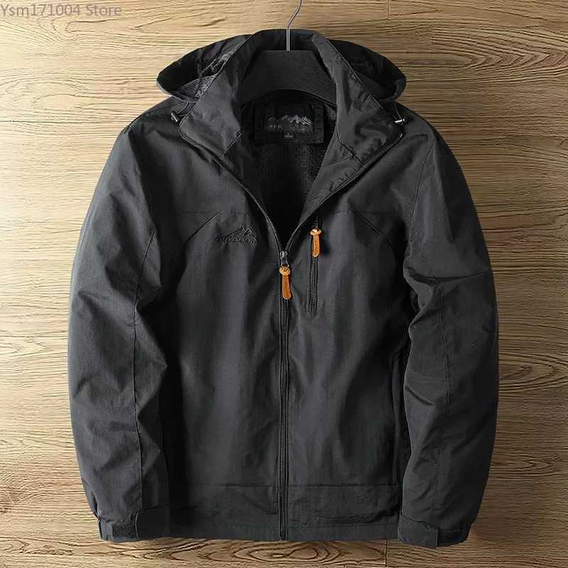 2025 Spring Mens Jacket High-quality Thin Breathable Outdoor Hiking Windproof Rainproof Hooded Coats Oversized 7XL Men Clothing W250623