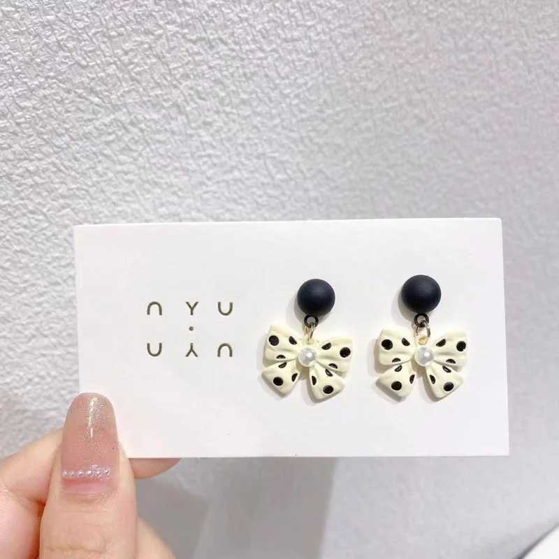 1 Pair Fashion Bowknot Imitation Pearl Cute Zinc Alloy Drop Earrings for Women Party Wedding Jewelry Accessories 2024 XJ250623