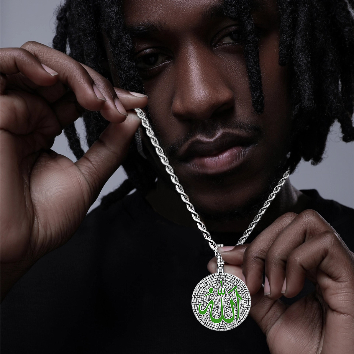 iLuxury Moissanite Hip Hop Round Full Iced Out Pendant Necklace Men Streetwear Punk Statement Jewelry Pass the diamond tester