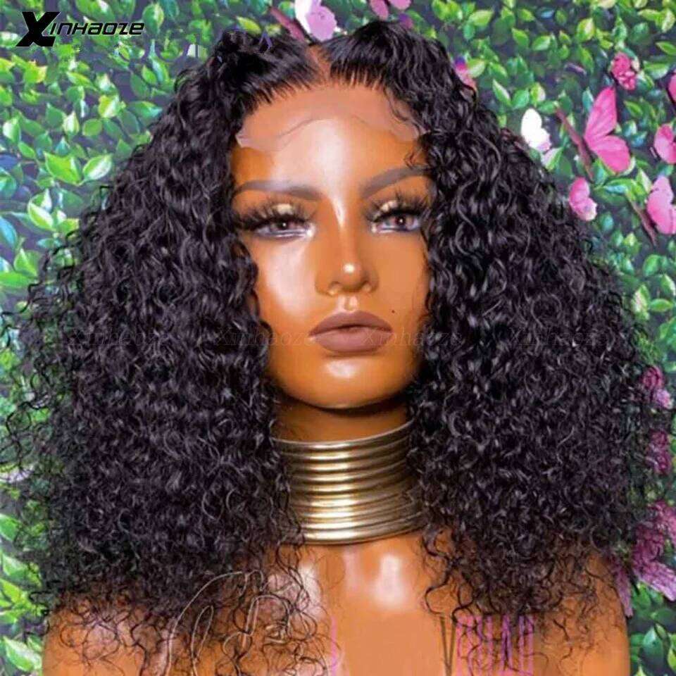 200% Density 13x6 Lace Frontal Human Hair Deep Jerry Kinky Curly Glueless Brazilian Remy Bleached Knots 5x5 Silk Top Wigs