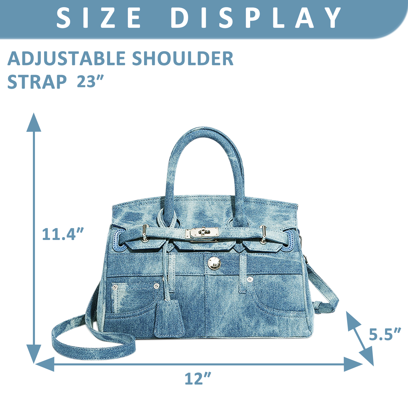 2025 New Designer Denim Bag Shoulder Bag Large Capacity Crossbody Bag High-Grade Denim Handbag Envelope Bag Locking Decoration