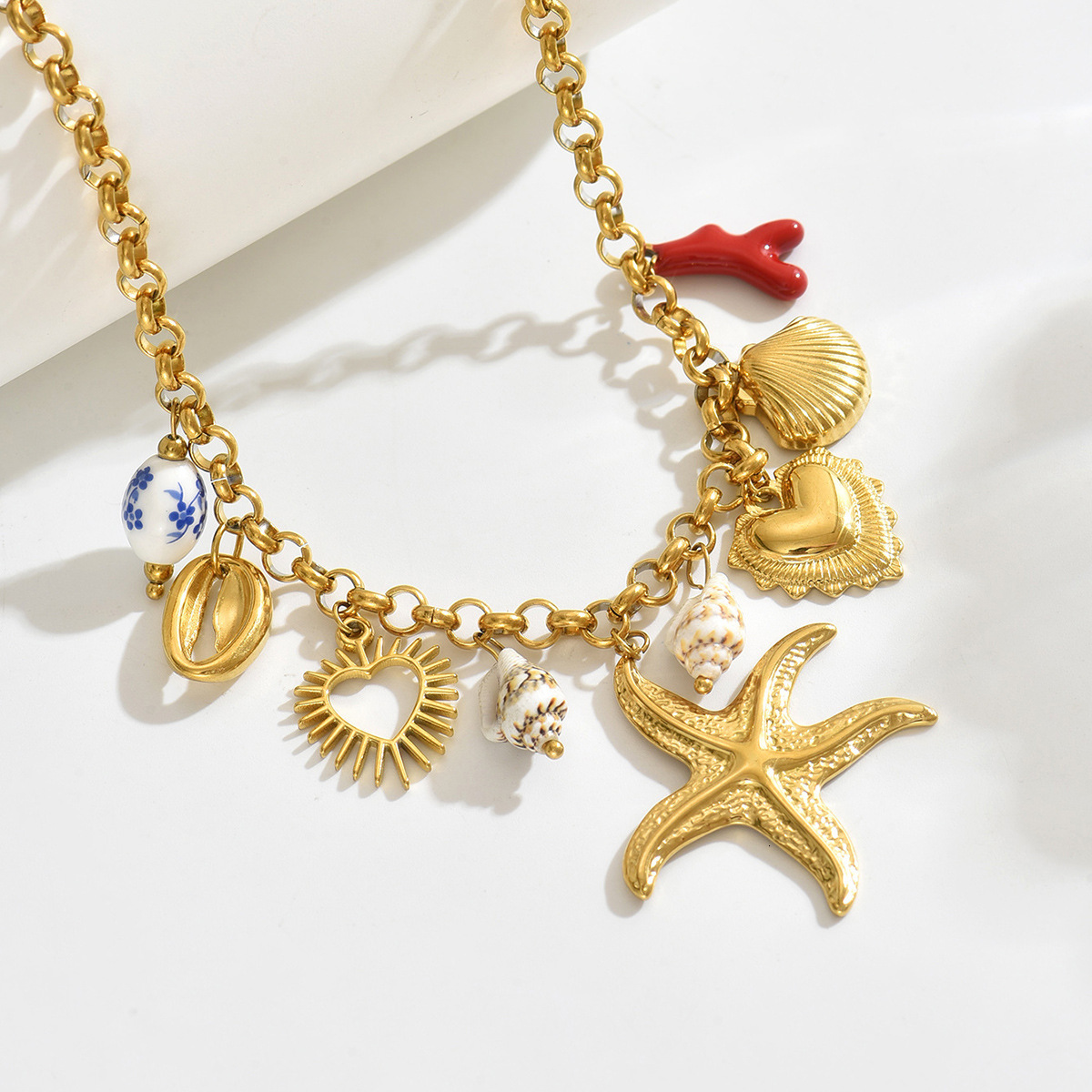 Ocean Style Jewelry Starfish Shell Design Long Necklace High-end Sense Women's Accessories