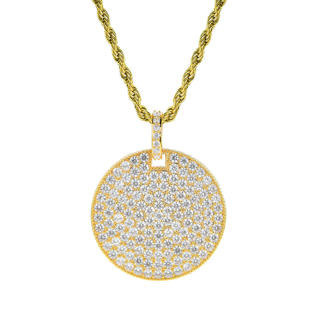 Luxury Designer Round Shiny Diamond Inlaid Full Iced Out Dog Tag Pendant Men's Hip Hop Moissanite Jewelry Pass the diamond tester