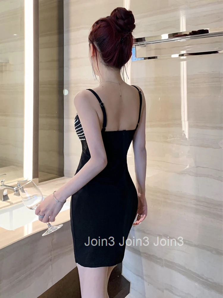 Summer Fashion Sparkly Black Evening Dress Women Clothes Elegant Sexy Sling Backless Skinny Mini Short Party Club Prom Vestidos