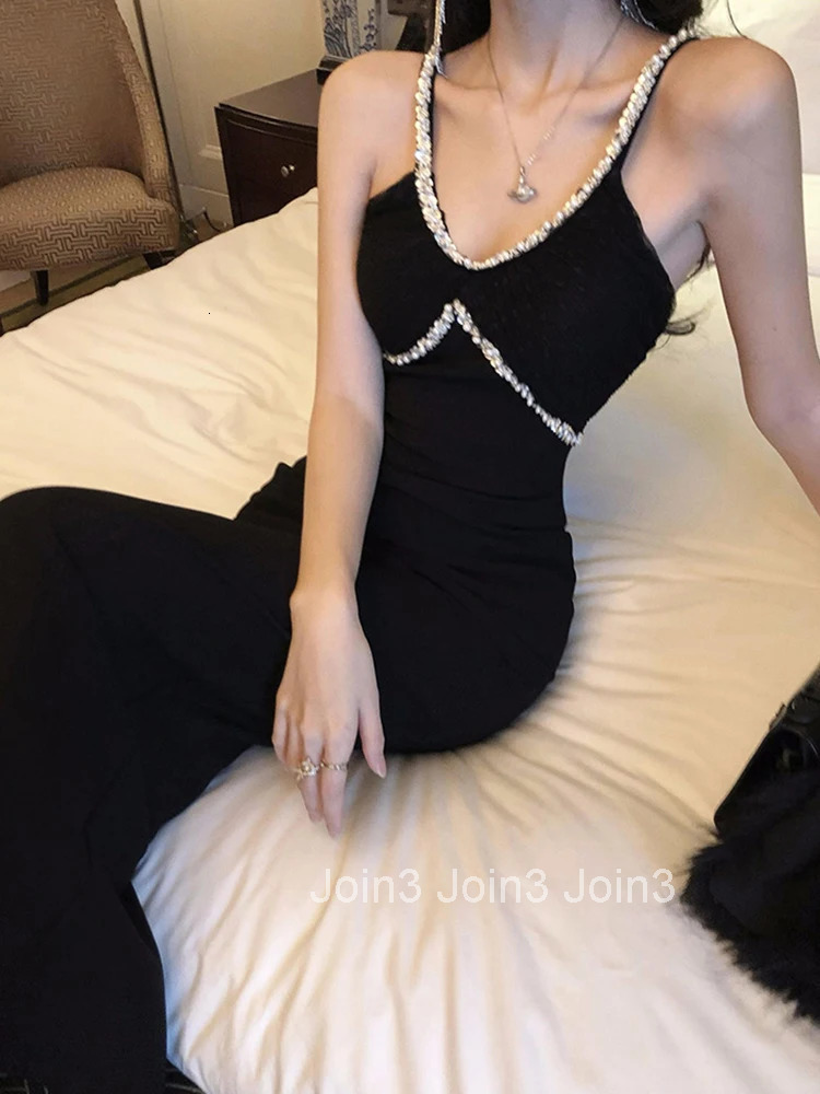 Women Clothes Vintage Black Sexy Strap Backless Slim Maxi Long Dress Elegant Luxury Fashion Evening Party Prom Vestidos Robe New