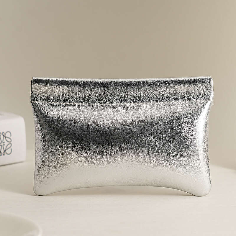 Light Luxury Super Cool Small Silver Wallet Simple High-end Waterproof Coin Makeup Portable Lipstick Storage Bag