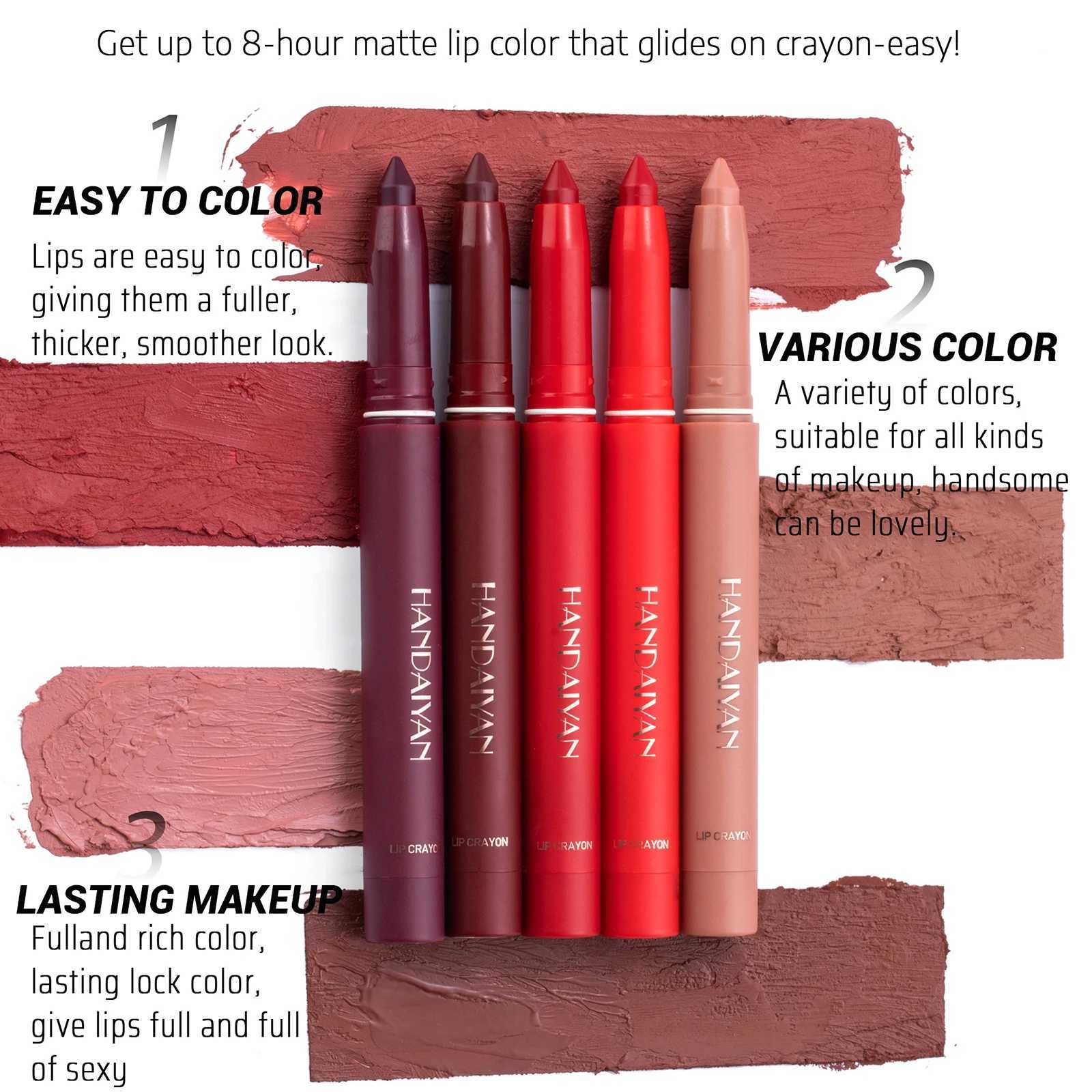 Matte Nude Lipstick Lip Liner 2 in 1 Long Wearing Waterproof Lip Ink Crayon Built-in Sharpener Professional Makeup for Women XJ250623
