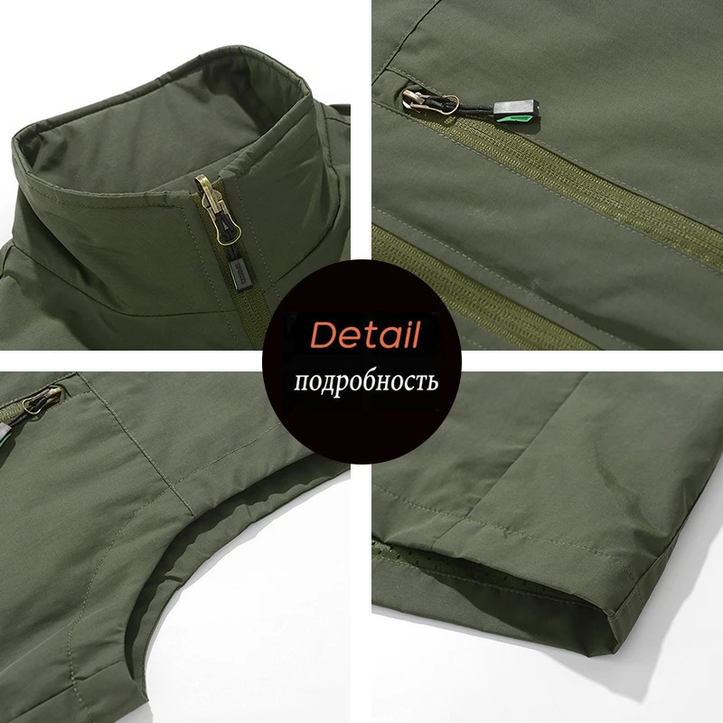 Spring Men Breathable Outdoor Sleeveless Vests Mens Tactical Sport Casual Vest Man Fish Multi Pocket Vest Waistcoat Big Size 6XL 250617
