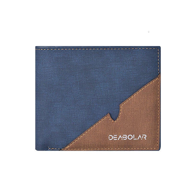 New Korean Style Fashion Men's Short Personality Patchwork Leather Wallet Coin Purse