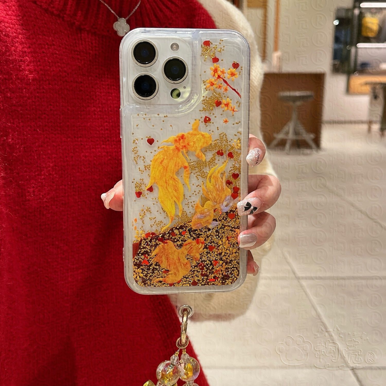 Fa Cai Koi Apple 16ProMax Mobile Phone Case iPhone15Pro New Year 13 Women 12 Soft Set 14 Quicksand 11