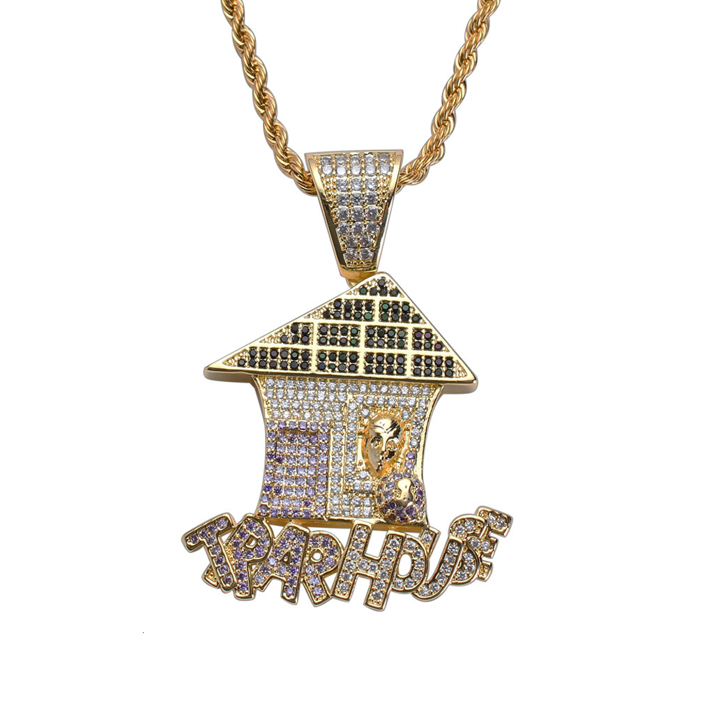 Luxury Moissanite Jewelry Trendy Hip Hop House Pendant Iced Out Full Diamond Necklace Hip Hop Accessory Pass the diamond tester