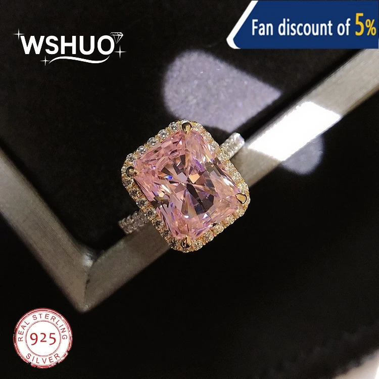Original 5CT Pink Zircon Ring S925 Sterling Silver Light Pinky Diamond Engagement for Women Beautiful Party Jewelry Party 250617