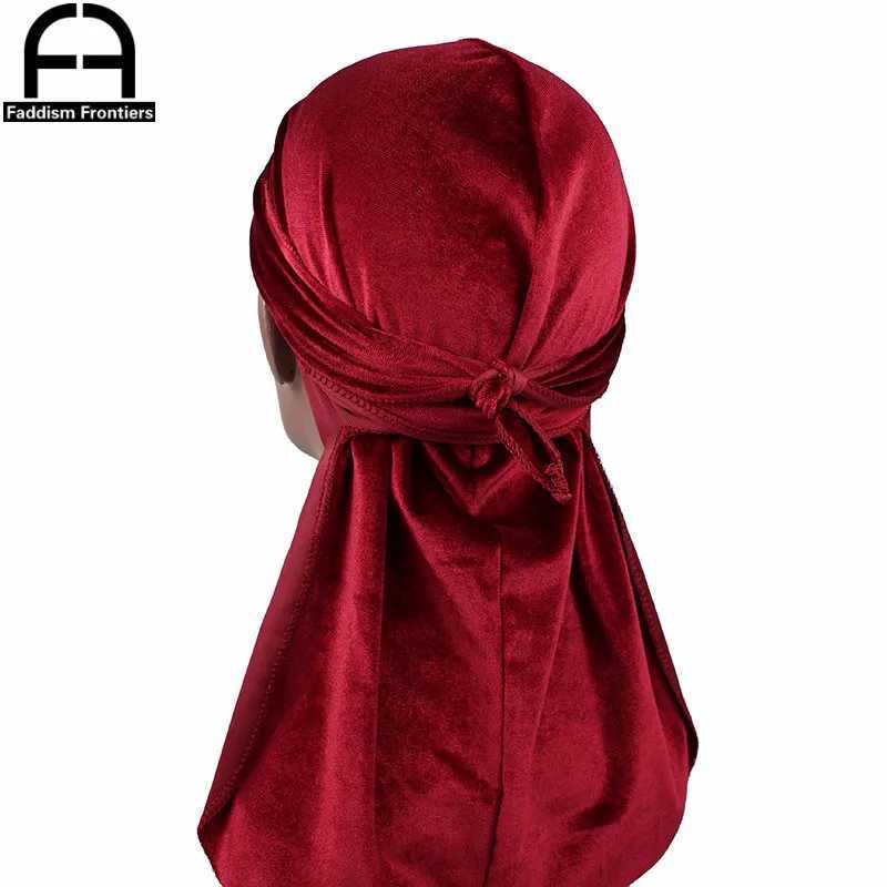 High Quality Mens Velvet Durags Bandana Turban Hat Wigs Doo Men Durag Biker Headwear Headband Pirate Hat Hair Accessories M250623