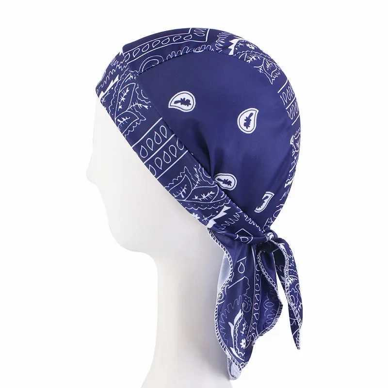 Unisex Women Men Bandana Hat Cotton Unisex Durag Print Cap Breathable Chemo Turban Fashion Headwrap Headwear Pirate Head Scarf M250623