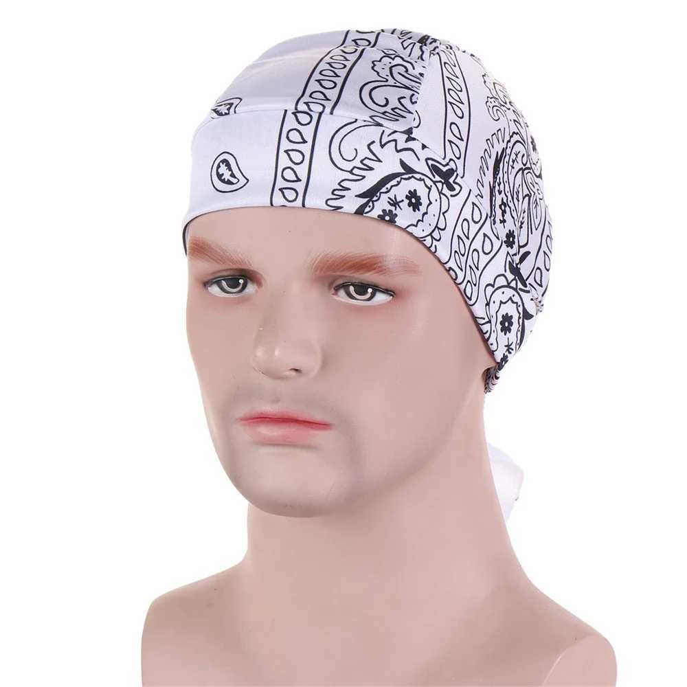 Unisex Men Print Women Bandana Durag Headwear Pirate Cap Wrap Hats Headband Du-Rag Cycling Bike Turban Outdoor Beanies Skullies M250623
