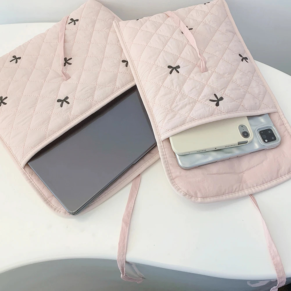Bow Carrying Laptop Bag Women Girls Y2K Laptop Sleeve Case Bag Kawaii Pad Computer Protect Case Pouch for 11/13/15 Inch Notebook 250617