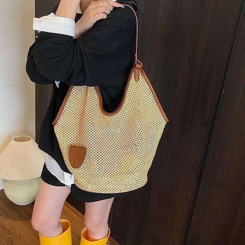 Straw Woven Zipper Designer Bag Summer New Fashionable 2025 High Quality Women's High-capacity Commuting Tote Bags