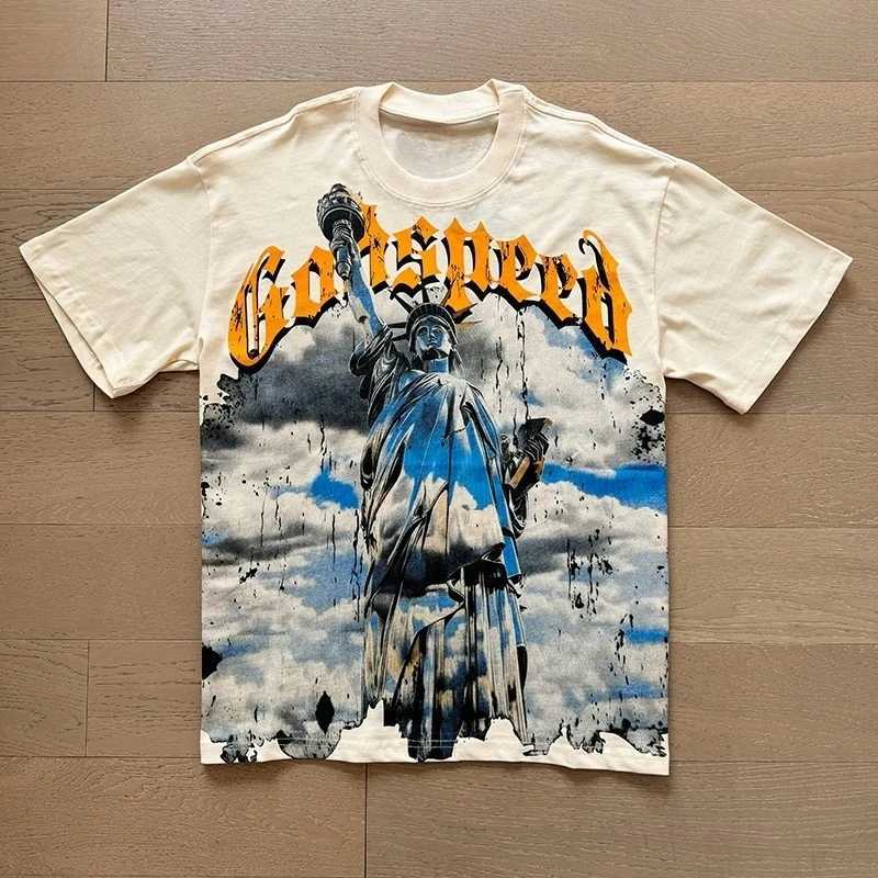2025 Summer Godspd Black T-shirt Basketball Skull Round Neck Vintage Short Sleeve God Spd Ts Men Women Cotton Tops X250623
