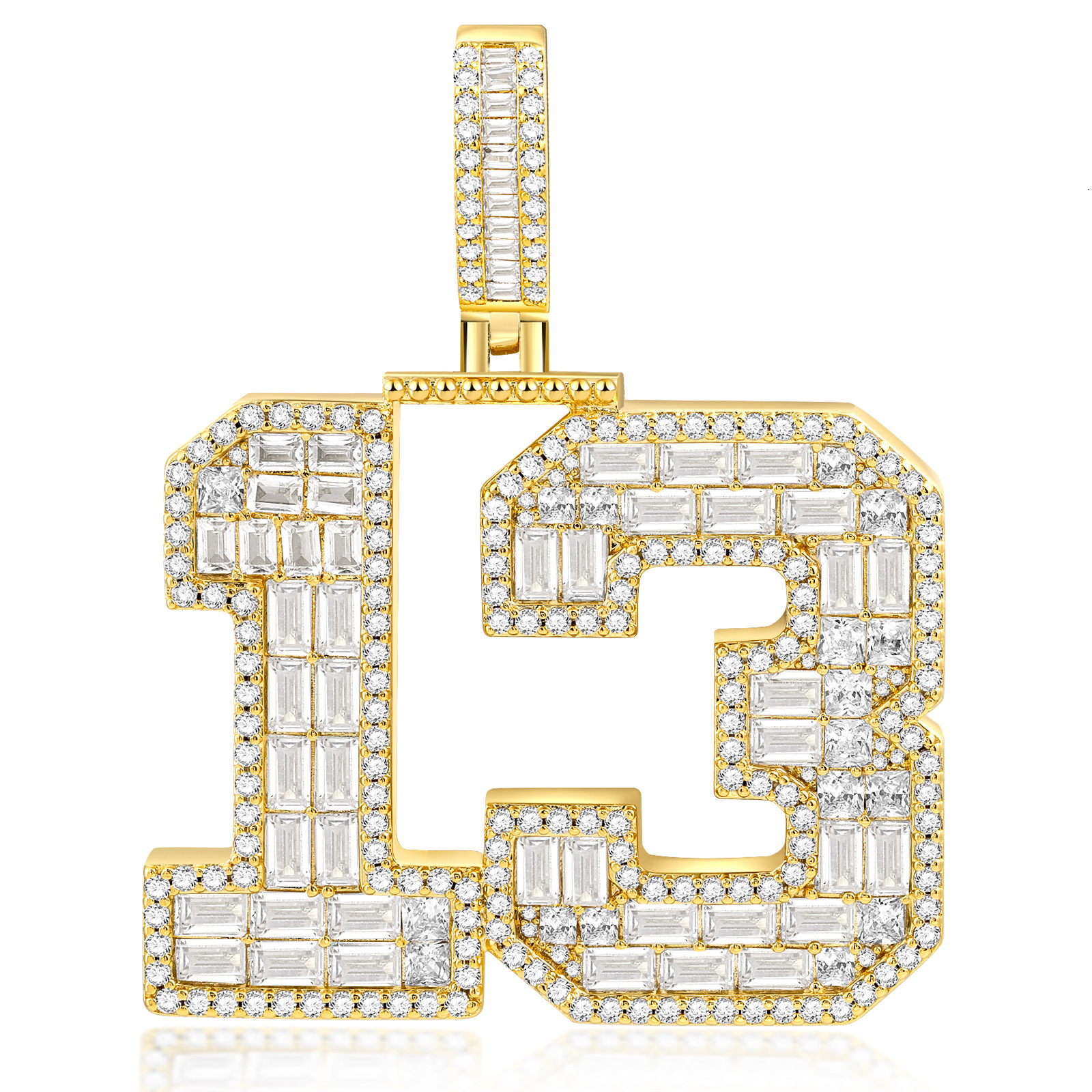 Luxury Moissanite Hip Hop 13 Numeral Pendant Full Iced Out Punk Light Luxury Premium Statement Necklace Pass the diamond tester