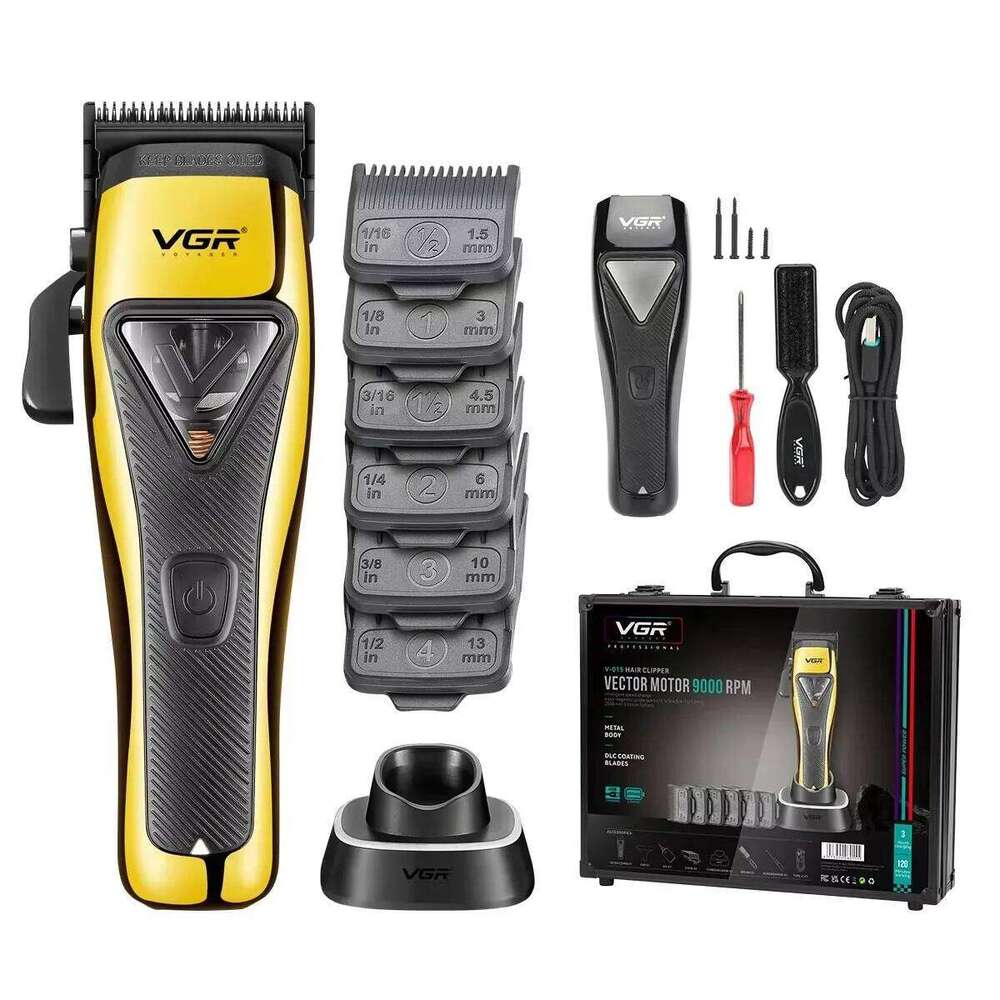 VGR Professional Clippers Vector Motor Barber 9000 RPM Hair Cutting Hine Haircut Cordless Trimmer For Men V-015