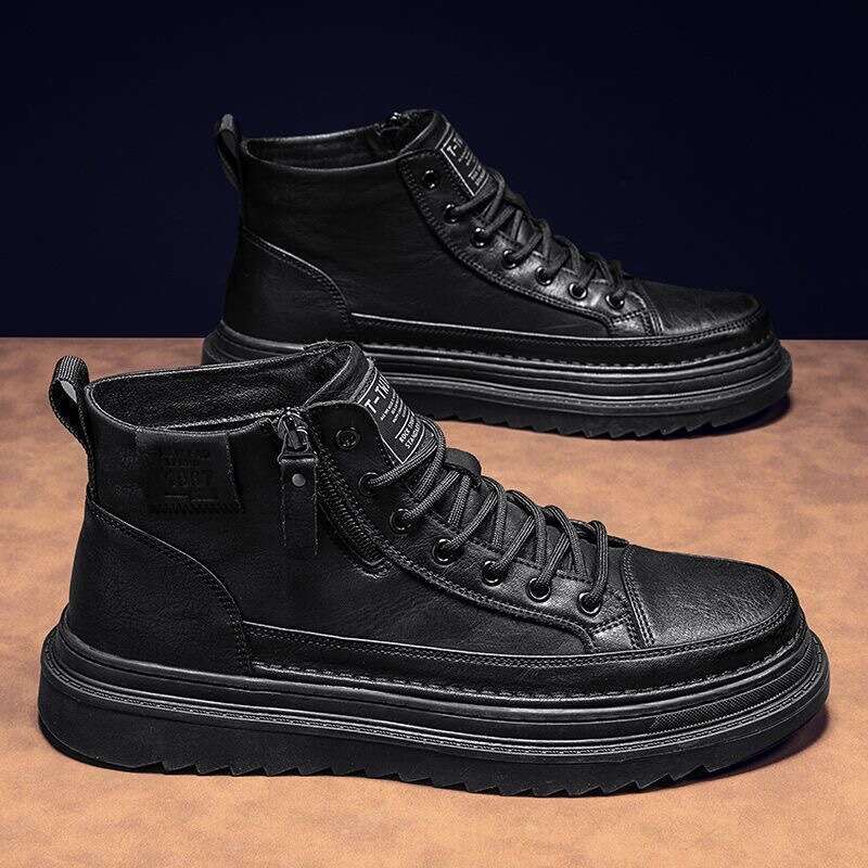 Autumn New new High-Top Martin Boots Men's Trendy Versatile Non-Slip Wear-Resistant Casual Leather Work Shoes