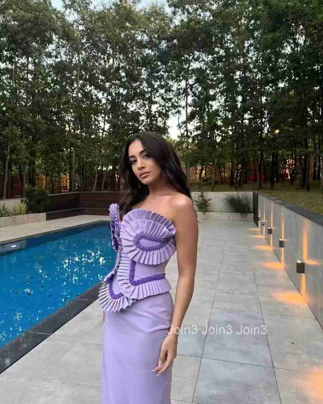 Purple Bandage Dress For Women Chic Patchwork Design Fashion Embroidered Flare Backless Strapless Long Dress Casual Clothing