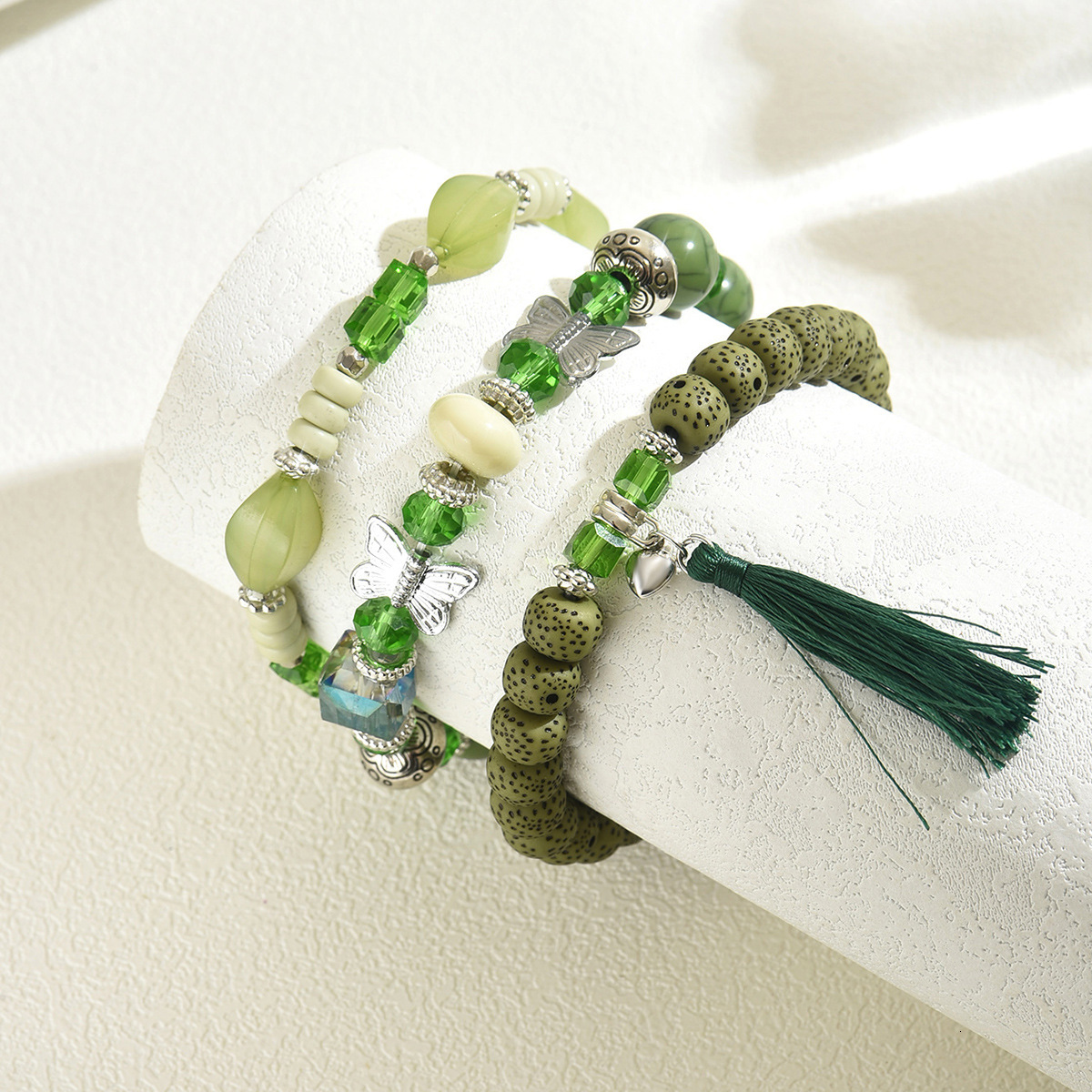 Sweet Fresh Style Women's Beaded Three-Piece Set With Unique Bowknot Design High-End Bracelet