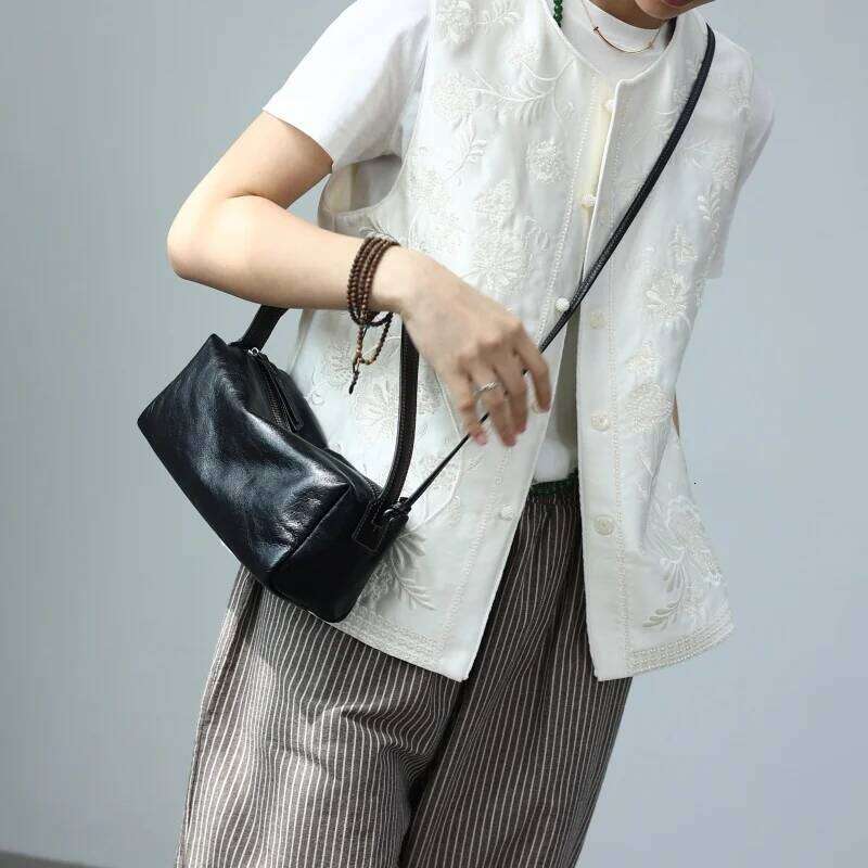 Genuine Leather Zipper Crossbody Bags For Women Fashion Handbag Soft Single Shoulder Bag Versatile And All Matching