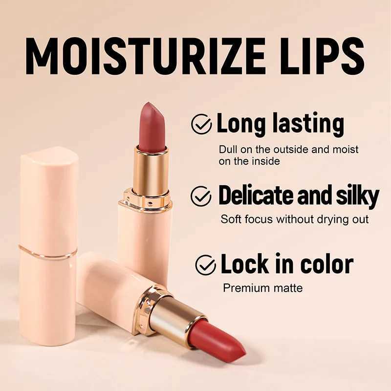 Deep Red Matte Lipstick 8 Colors Waterproof Non-stick Cup Lip Balm Makeup Dark Red Lipsticks Velvet Easy To Color Lips Cosmetics XJ250623
