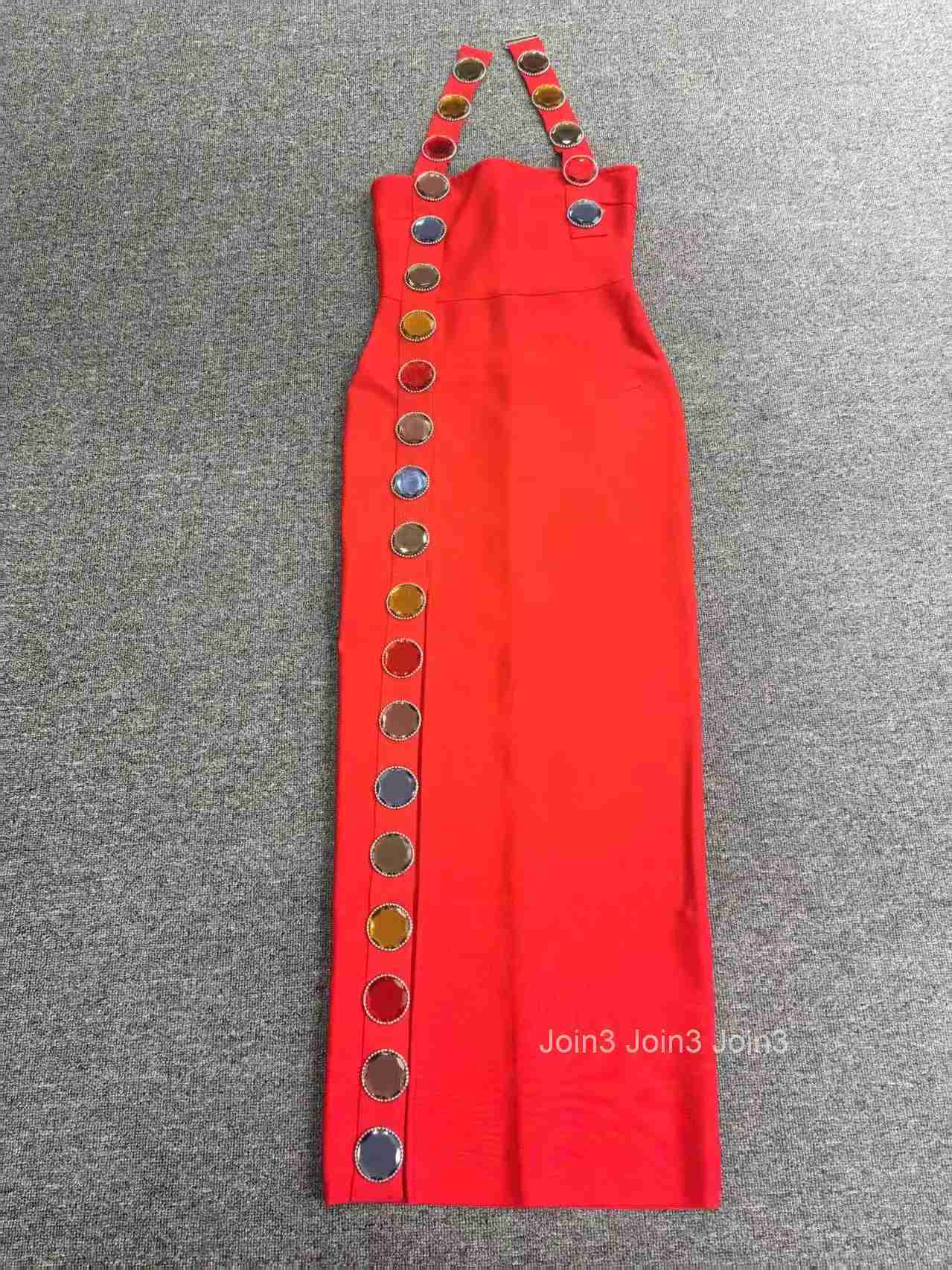 Womens Bandage Style Halter Gown with Side Multi Color Bead and Crystal Applique Sheer Mesh Panel Thigh High Slit Forma