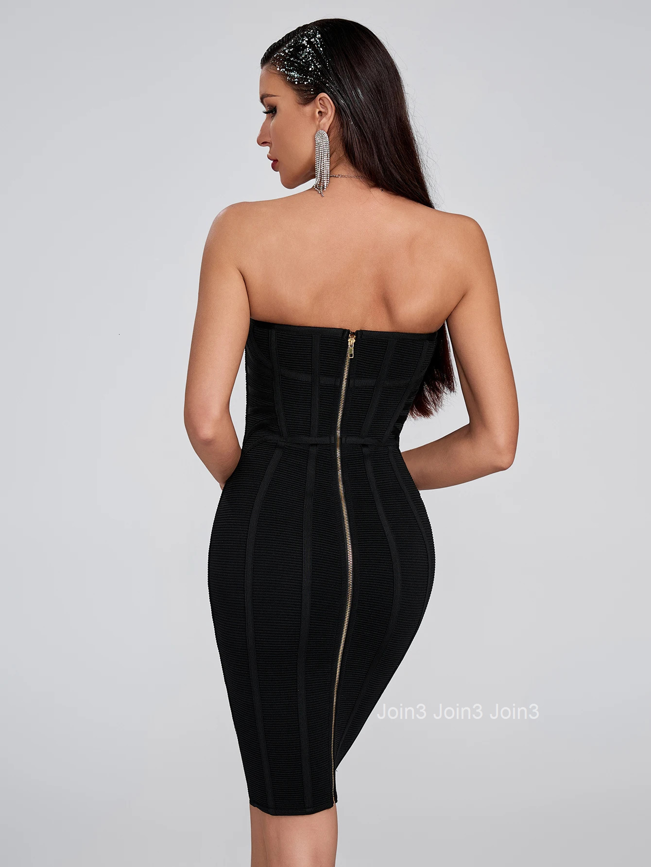 Autumn New Fashion Strapless Bandage Dress For Women Elegant Sleeveless Backless Casual Simple Wear Knitting Stretch Vestidos