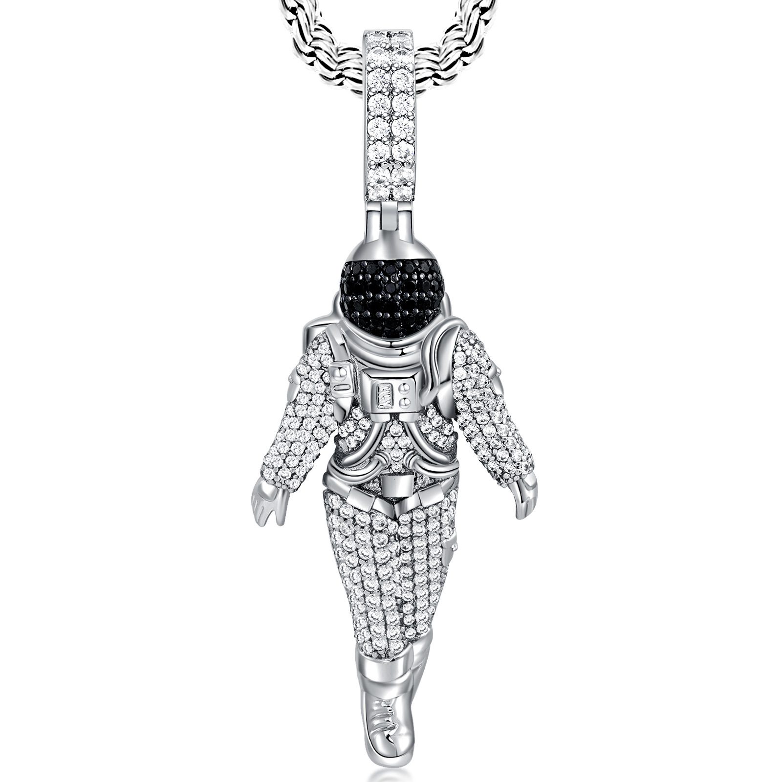 Luxury Moissanite Spaceman Hip Hop Full Iced Out Niche Personalized Light Luxury Premium Statement Pendant Necklace Pass the diamond tester