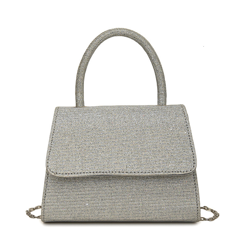 New Evening Bag with Metallic Feel Party Chain Shoulder Crossbody Bag Handbag with High-end Socialite Style