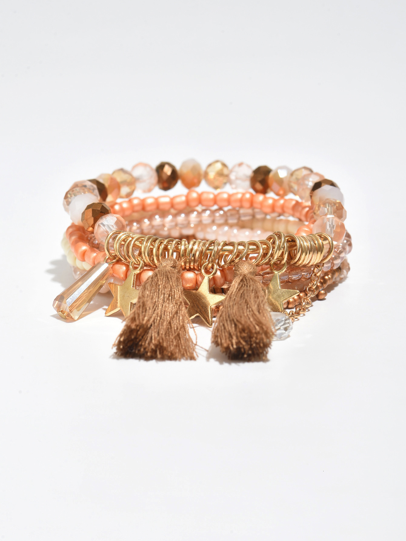 Bohemian Style Beaded Multi-Layer Personality Tassel Star High-End Design Bracelet For Women