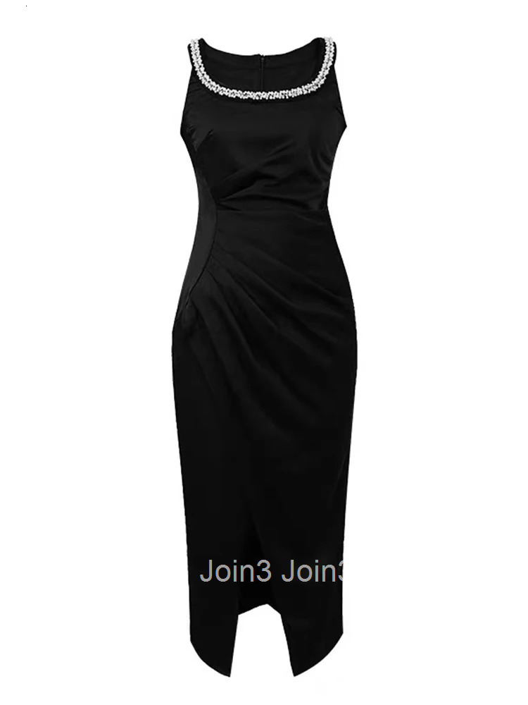 Summer Fashion Satin Black Elegant Luxury Retro Evening Dress Women Clothes Sexy Sleeveless Slim Party Club Prom Vestidos Fiesta