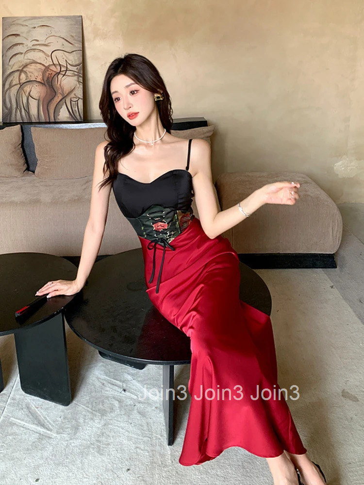 Summer Vintage Sexy Strap Evening Dress Women Clothes Elegant Chest Wrapped Slim Mermaid Maxi Long Party Club Prom Robe Vestidos
