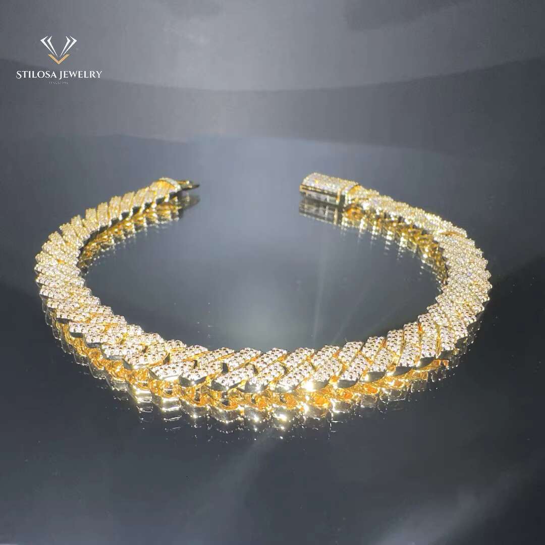 Fashion Jewelry Bracelet Cute Necklace 6mm 8mm Width Couple Vvs Moissanite Cuban Link Chain With Silver Bracelet