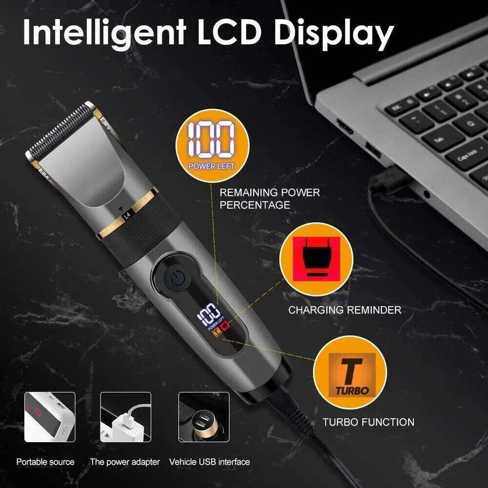 Zai Xiao Professional Hair Clipper Electric Trimmer For Men Beard Kids Barber Cutting Hine Haircut LED Screen Waterproof