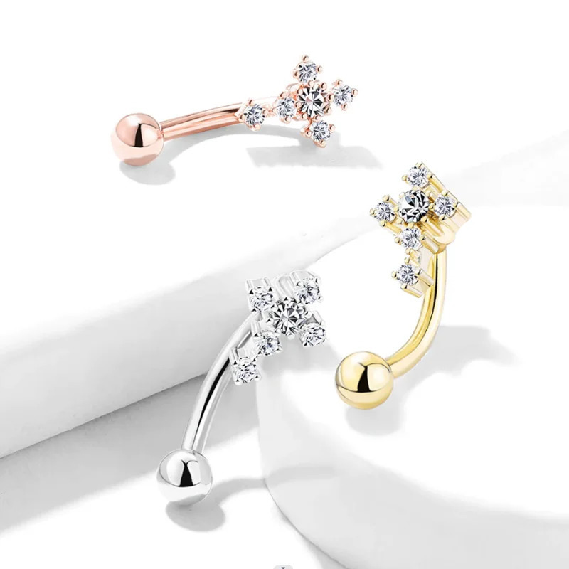 Crystal Star Eyebrow Piercing Jewelry Heart Curved Barbell Rook Earrings Tragus Helix Cartilage Angle Wing Ring 250613