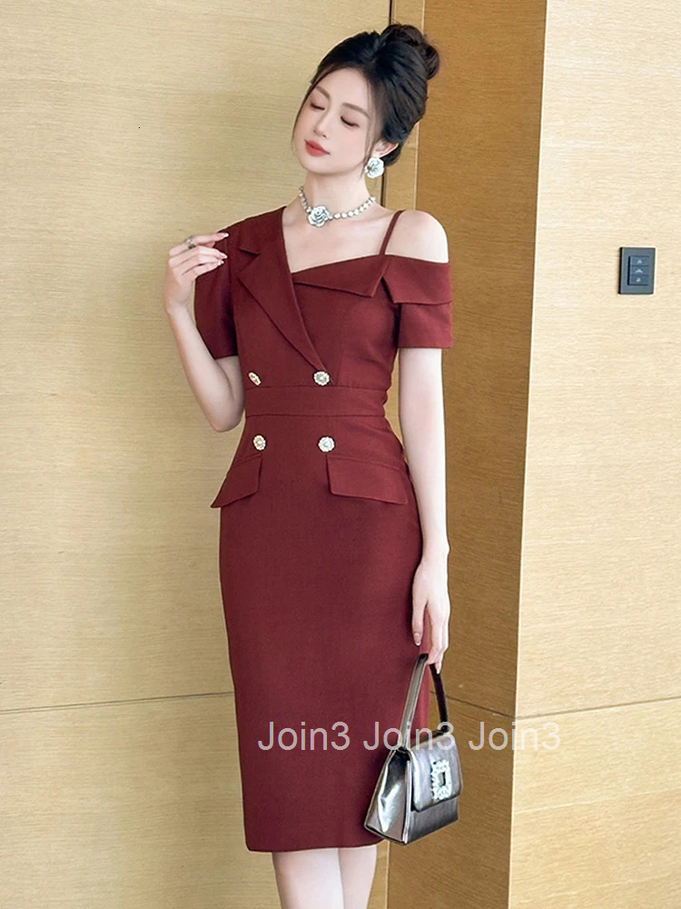 New Summer Fashion Formal Occasion Evening Dress Women Clothes Commute Elegant Lady Sexy Off-Shoulder Slim Midi Pencil Vestidos
