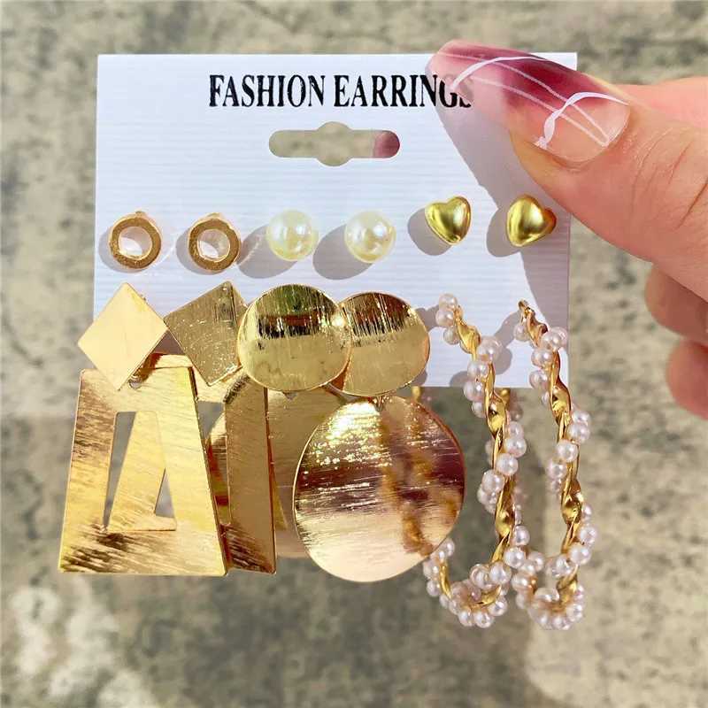 Mole New Bohemian Female Pearl Earrings Set Punk Vintage Gold Color Geometric Drop Earrings for Women Fashion Jewelry XJ250623