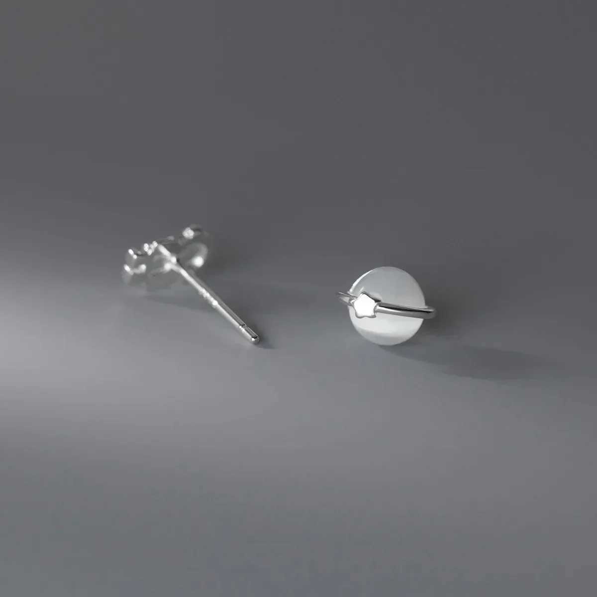 Silver-plate Asymmetric Cute Space Astronaut Planet Opal Stud Earrings for Women Silver Color Simple Ear Piercing Jewelry XJ250623