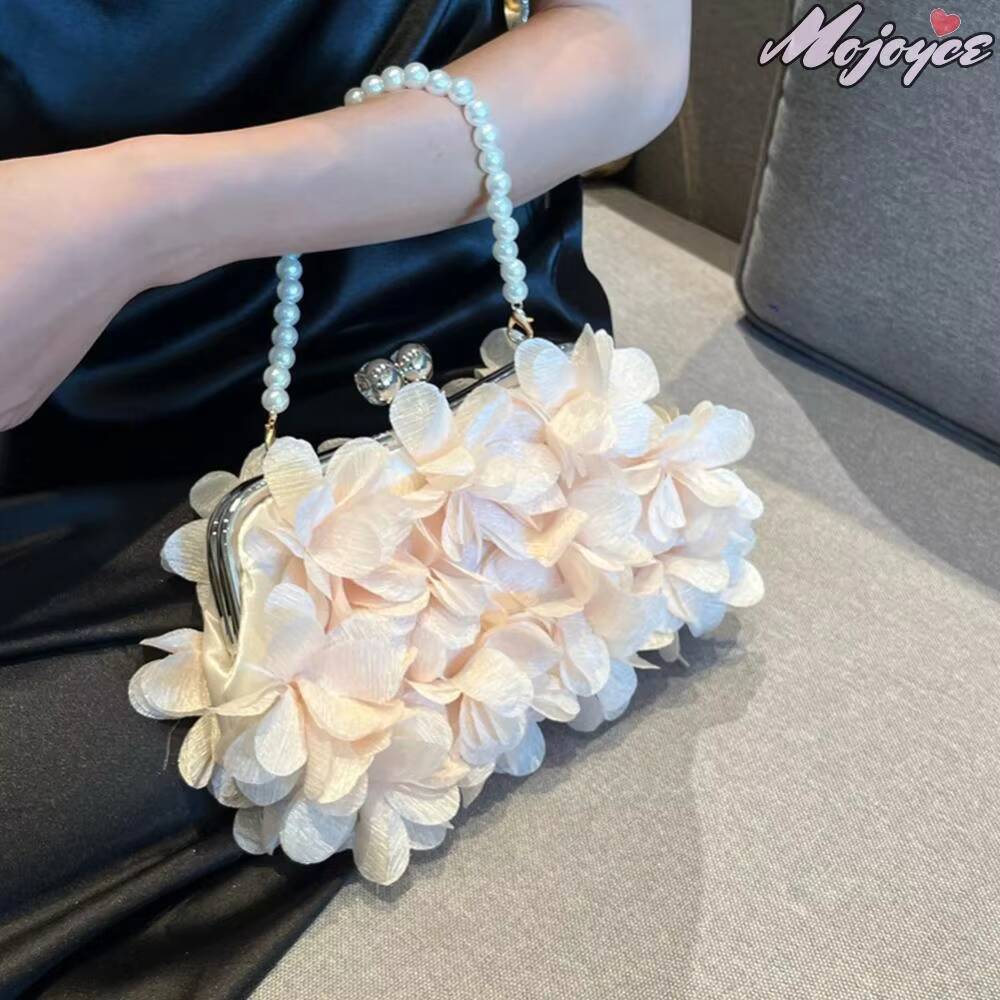 Artificial Flowers Elegant Banquet Bag Solid Color Stylish Handbag Floral Evening Clutch Purse Large Capacity Wedding Party Bags tues