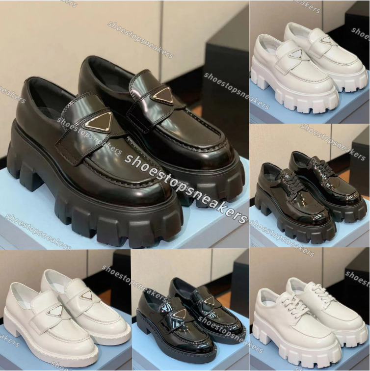 Loafers Designer shoes monolith leather Casual Shoes women loafer shoes Cowhide Sneakers Oxford Chunky Sneaker Matte lug sole platfrom shoes EUR35-42