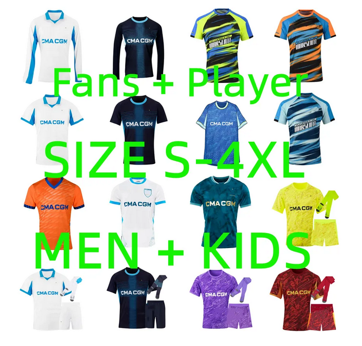 24 25 26 maillot de foot MarseilleeS GREENWOOD soccer jerseys 2025 2026 Player version OM BENNACER HOJBJERG GOUIRI ROWE BALERDI RONGIER RULLI Men kids football shirt