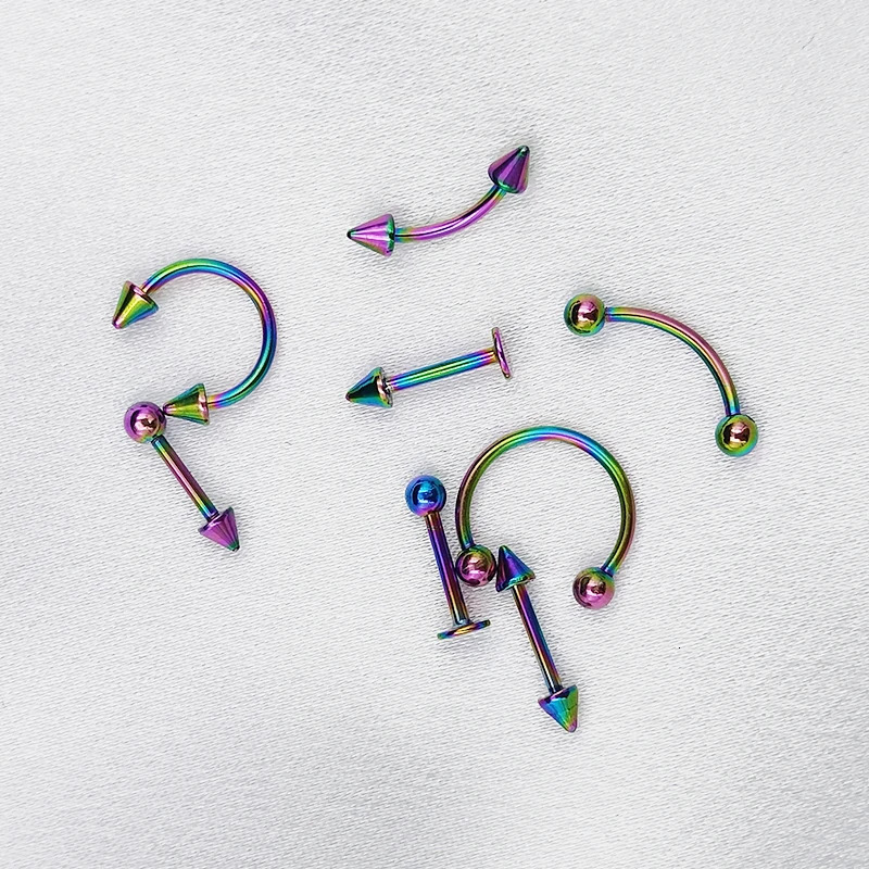 8PCSSet Fashion Piercing Set Eyebrow Bar Lip Tongue Nose Pircing Stainless Steel Ear Studs Mixed Body Jewelry 250613